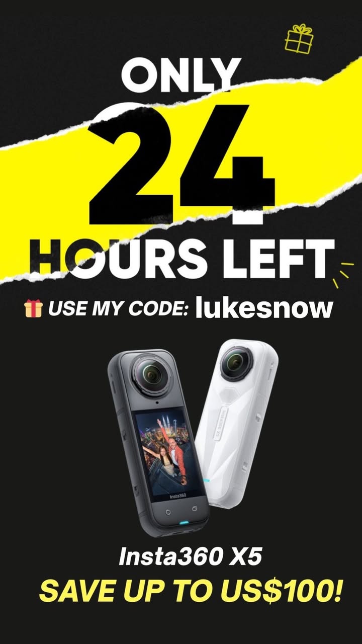 This sale is just about over. Get your camera at a heavily discounted price and a free gift before it ends. https://www.insta360.com/sal/x5?utm_term=lukesnow