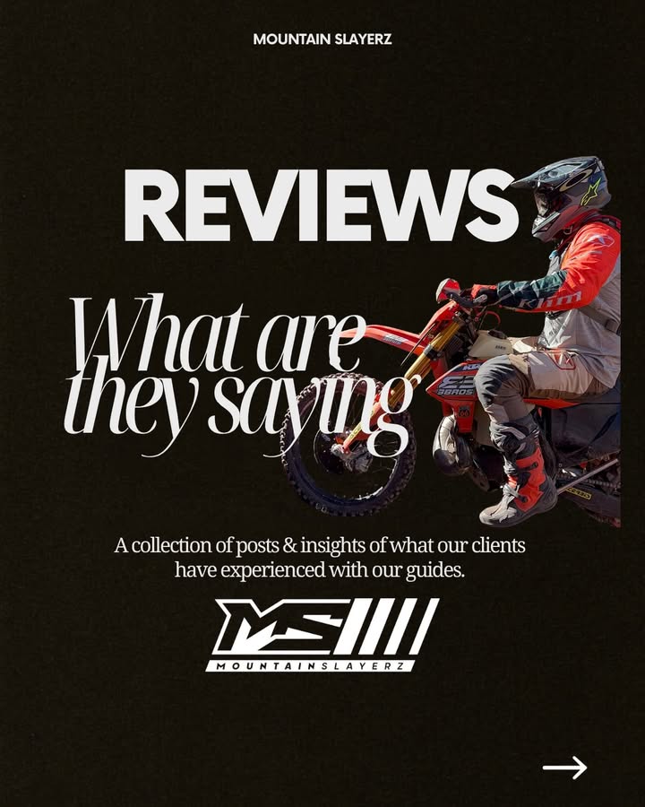 5 stars across the board. Not because we play it safe — because we don't.
Our guests keep saying the same thing: this isn't a tourist loop. It's real backcountry, real machines, and guides who actually ride at a pro level.
"Life-changing." "Highlight of our trip." We don't write the reviews — we just make them easy to leave. 😏
Book your tour → mountainslayerz.com