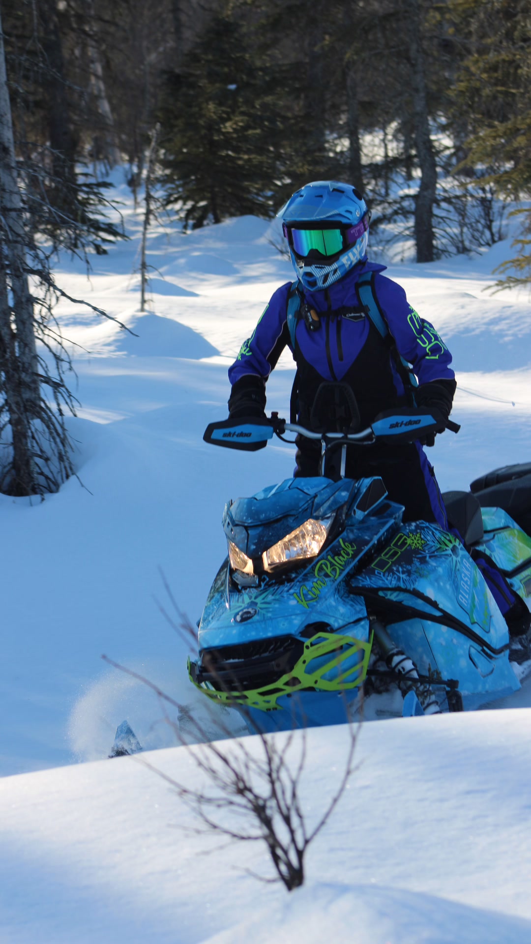 Horsepower verse hibernation! Getting ready for winter with DSG Outerwear-Women's Snow Apparel monosuit 3.0, Tempest Optics heated goggles, Alaska Mining and Diving - AMDS Skidoo 850, and Extreme Realities Design Custom Powersports Wraps & Decals custom wrap. #bringiton #winteriscoming #doingsomethinggreat #nofog #Alaska