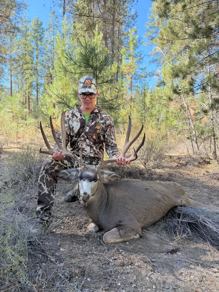 I was fortunate enough to come across a trophy mule deer on my last weekend of the season here in Central Oregon. This buck is beyond my wildest dreams. Very grateful to have had my parents, grandpa and family friends hunting with me! The whole experience was such a blessing. He measured 31.5” wide and an unofficial score at 191-3/8” 🤯 I will be getting an official Boone and Crockett score as this stud will get me in the top 100 typical mule deer Oregon record book!! I can still hardly believe it 🙏🏼

#muledeer #oregonhunting #publicland