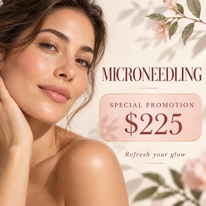 ✨ Microneedling Special — $225 ✨

Microneedling uses tiny, controlled needles to stimulate your skin’s natural healing process and support collagen production. It can help improve the appearance of fine lines, uneven texture, acne scars, and enlarged pores, leaving skin looking smoother and refreshed.

Ready to give your skin some love? Message me to book your appointment. 💕