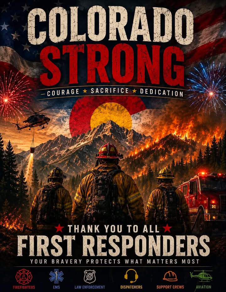 To every firefighter, EMT, law enforcement officer, dispatcher, pilot, heavy equipment operator, and volunteer working tirelessly to protect Colorado, thank you, from the bottom of our hearts. 

As wildfires continue to threaten our communities, you’re spending long days and sleepless nights on the front lines so the rest of us can stay safe. Your courage, sacrifice, & unwavering commitment do not go unnoticed.

Please keep these incredible men and women in your thoughts. And if you’re in an affected area, listen to evacuation orders, follow fire restrictions, be prepared with a plan, pack what you need to leave in a hurry, and give first responders the space they need to do their jobs safely.

Colorado is stronger because of you. Please stay safe, get back home to your family and pets, and thank you for everything you do.