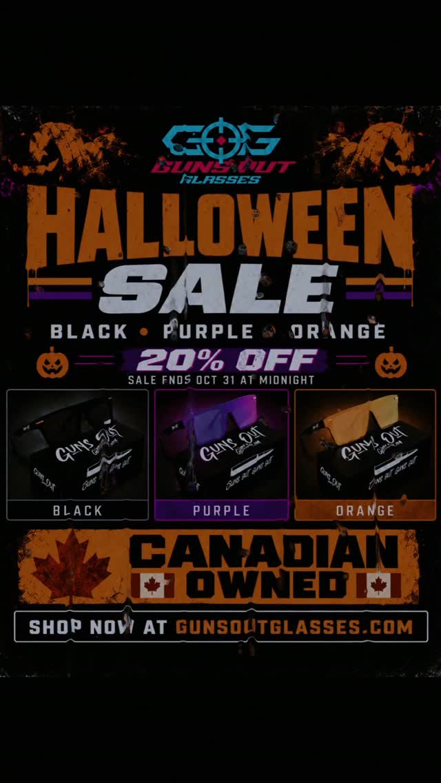 HALLOWEEN SALE IS LIVE 
Take 20% OFF every Black, Purple and Orange pair in the store.
Polarized sunglasses OR SAFE AF safety glasses.
Use code "Halloween26" at checkout.
The sale ends Halloween night at midnight—then this deal is dead.

Shop now at GunsOutGlasses.com

#GunsOutGlasses 
#HalloweenSale 
#SafeAF 
#PolarizedSunglasses 
#OwnYourVision