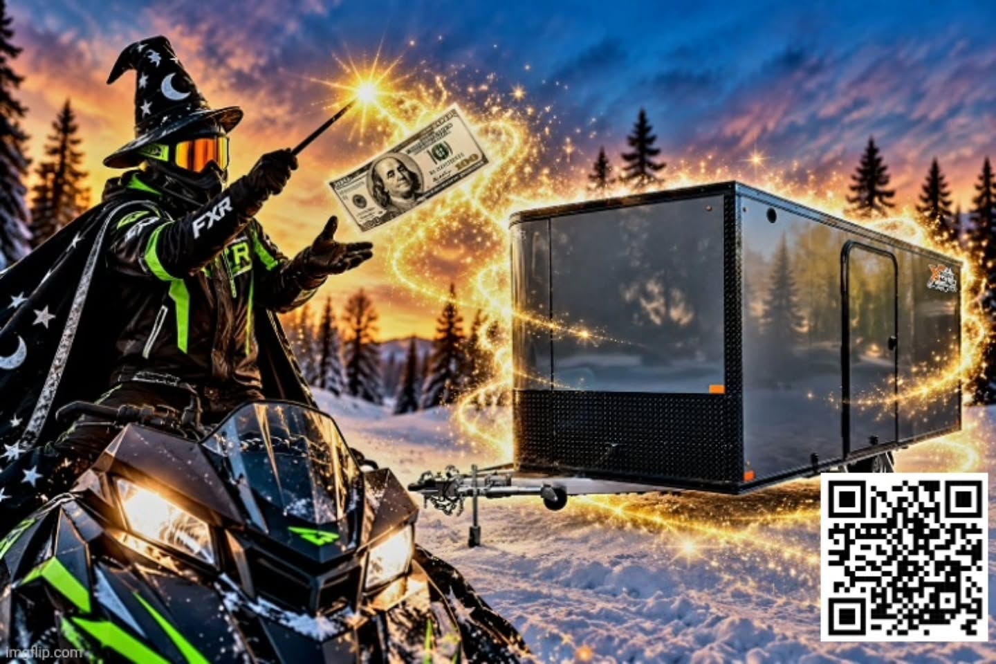 🪄 WHAT IF I TOLD YOU… I’M A MAGICIAN? 🎩✨

Watch a snowmobiler use a wizard wand to turn a $100 bill 💵 into a…

🔥 BRAND-NEW 2027 NITRO BCX 12' + V SNOWMOBILE TRAILER! 🔥

Okay… maybe I need a little help from Lady Luck. 😂

But here's one trick I definitely CAN'T pull off:

🚫 I CAN'T MAKE YOU WIN IF YOU DON'T PLAY!

🎟️ $100 = YOUR CHANCE TO WIN
🎟️ Unlimited ticket purchases out of 150 Entries Only!

Imagine dropping $100 today and ending up with that brand-new Nitro sitting in YOUR driveway. 👀

🖤 Charcoal / Blacked-Out
❄️ Snowmobile Guides
❄️ Mats
🛞 Spare Tire & Mount

And remember — this fundraiser also helps support Turin Ridge Riders Snowmobile Club in the heart of Tug Hill, NY. ❄️❤️

📲 Scan the QR code on our flyer for payment.

⚠️ After payment, DM CT Riders to receive your ticket number.

🪄 $100 → 2027 NITRO BCX

Could THAT be your next magic trick?

YOU CAN'T WIN IF YOU DON'T PLAY! 🎟️🔥

👇 TAG YOUR RIDING BUDDIES & SHARE THIS POST!

#CTRiders #203860RidersOfConnecticut #NitroTrailers #waffle #TugHill tuglife  SnowmobileLife SledLife SupportSnowmobileClubs supportthesport