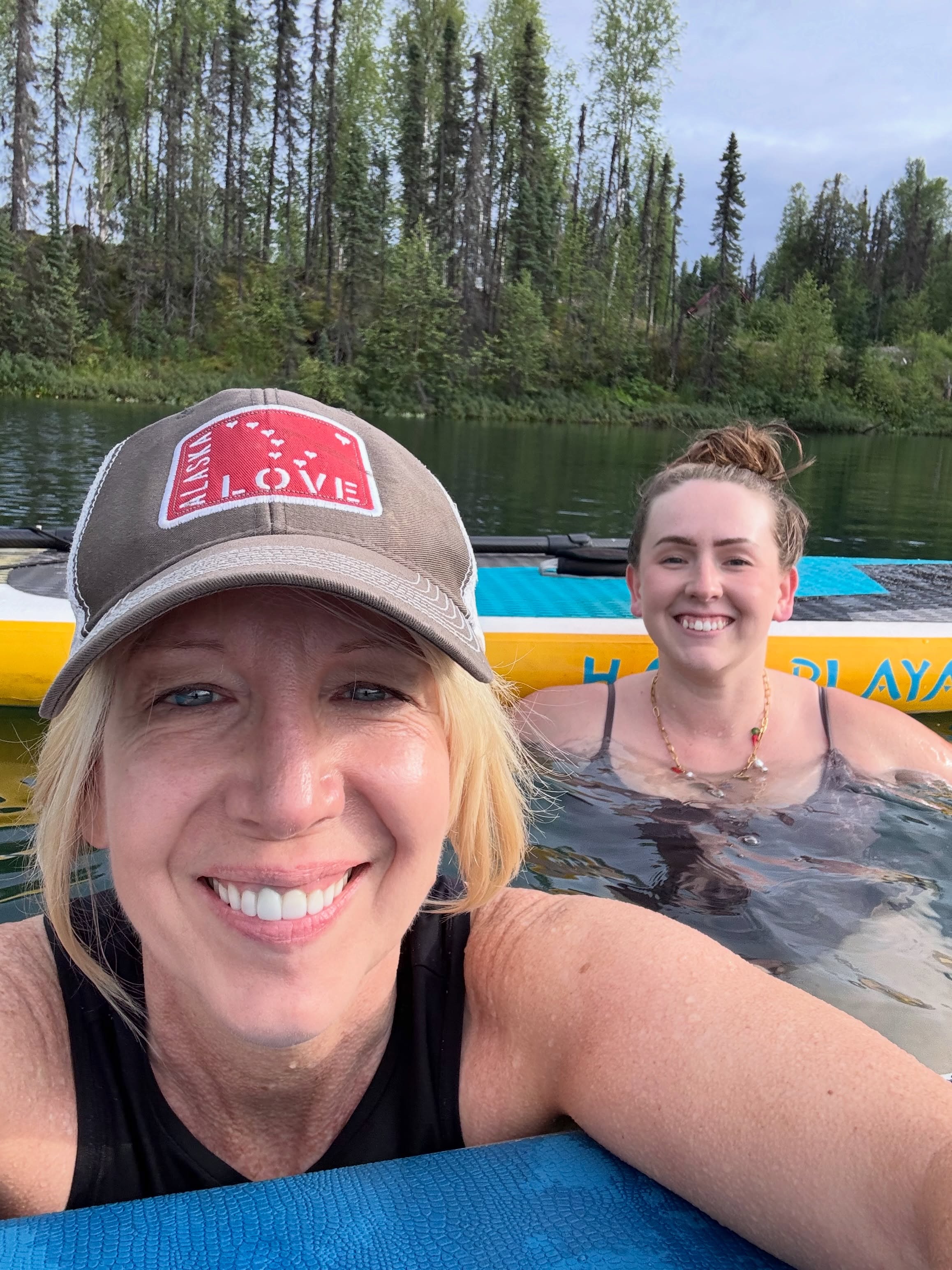Summertime swim sesh with @haley.simpson52 ❤️