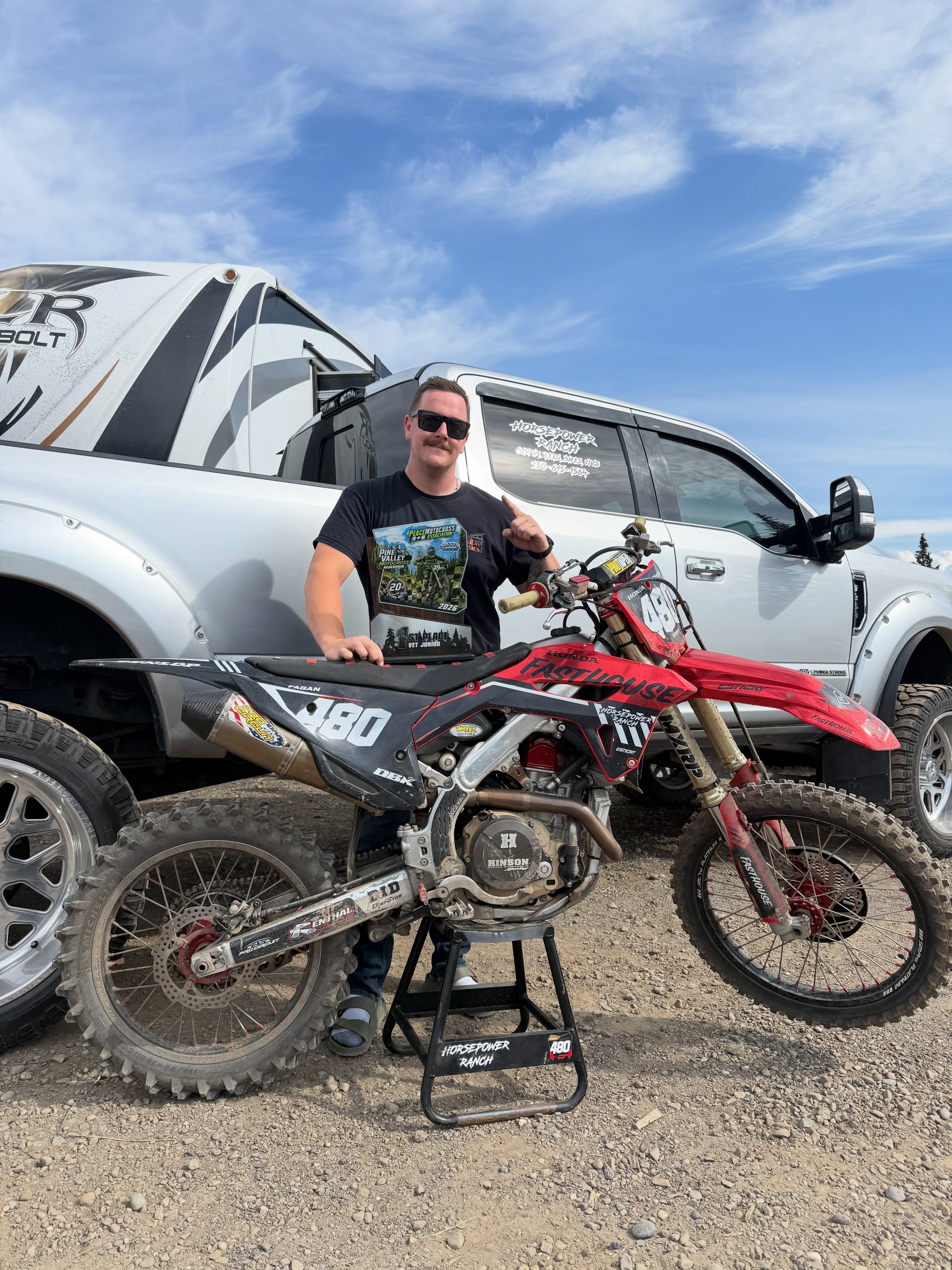Fired up to put the @horse_powerranch 450 on the top step of the box! Cleaned up with a 1-1-1 weekend! Onto the next one🤘🏼 @northernhydrate @estickygraphics @ridefast.crew @findlayhomes @throttlesisterhood @tmxa.off.road.park