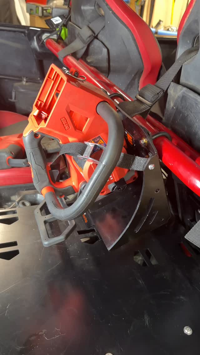 New chainsaw mount installed!  The @enduroengineering mount is really solid and I was able to get it mounted in the rear  now cargo area thanks to the rack I got from @rmatvmc  I think this is going to be great.  Sneak peak at the new rig mods.