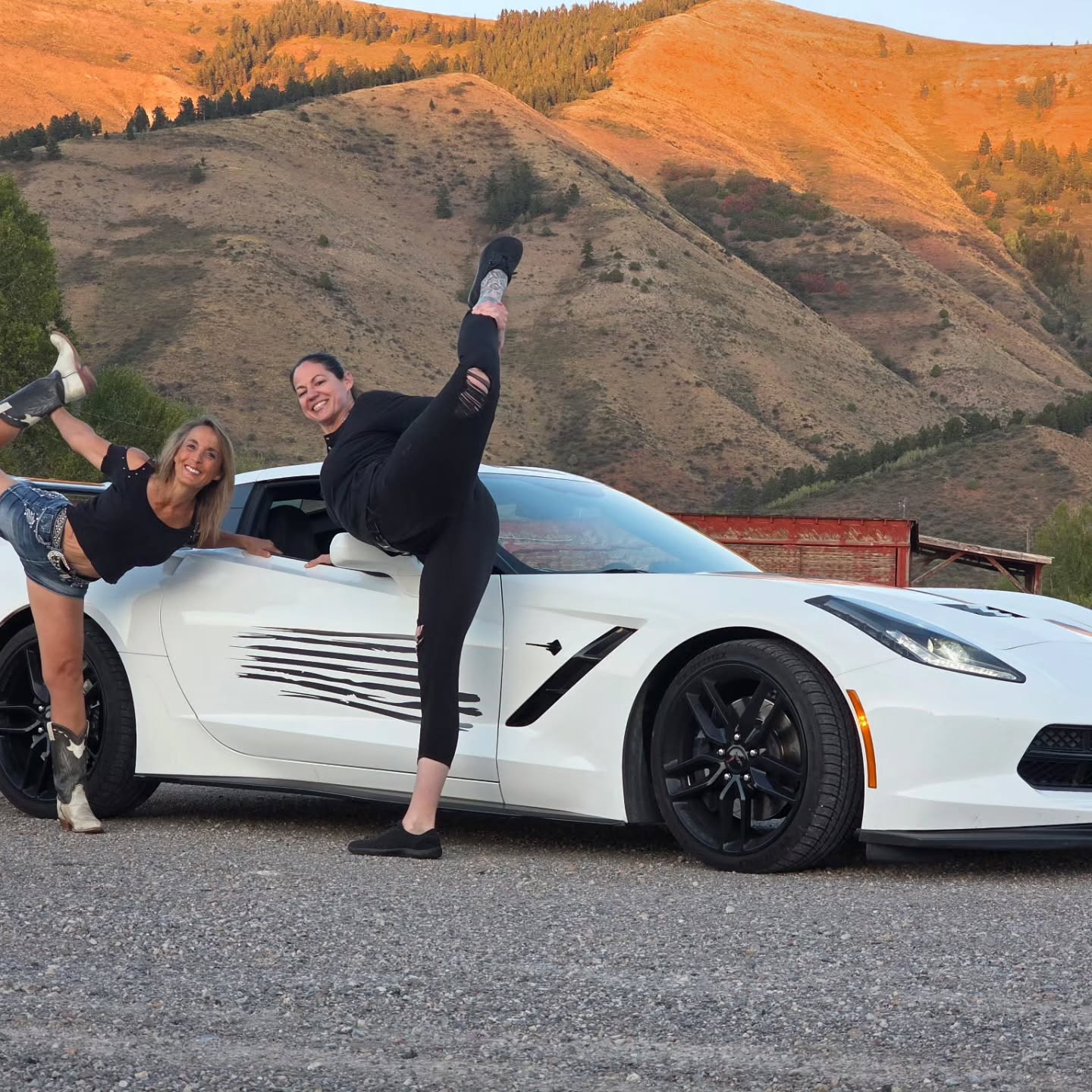Of course the wife had to take the vett, because her date(jen) wanted her to take her in the car. Even worse two cute women in a hot car. Got to love these two. They had fun and I had to take my beat up car. The wife loves the car and loves driving the 7 speed. Its been a while since we had a manual sports car.