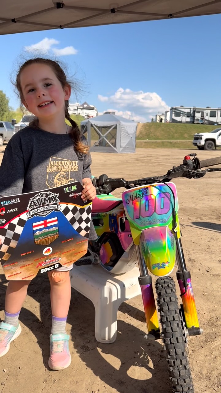 This weekend, we headed up to @xtremeraceways for a race with the @alberta.vetmx club! What a good time and a great group of people cheering each other on. 

Hayley showed up as a contender, not a pretender this race weekend! She took home 4th place overall on Saturday out of 11 racers. There were some excellent little girls at the top of her class along-side her too which was great to see! 

Today in moto 1 she crashed around the first corner and got ran over a little but kept on riding. She made such a comeback in moto 2 and held 3rd place till the very last turn and then had another bigger crash. BUT she still got back on to finish the race even though she was pretty banged up! 

All these kiddos are so supportive of each other and it’s just the best thing to see them all cheering each other on and checking in when things go south. All of the parents are also the same. What a good weekend!