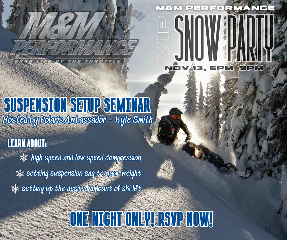 Join us for a fun evening of Food, Drinks, give aways. I’ll be hosting a suspension set ups seminar showing you how to get the most out of your sled. Head over to the @mmperformancekelowna page and RSVP to the event for a chance to win $50

•
•
•
#letsride 
#polarisambassador
