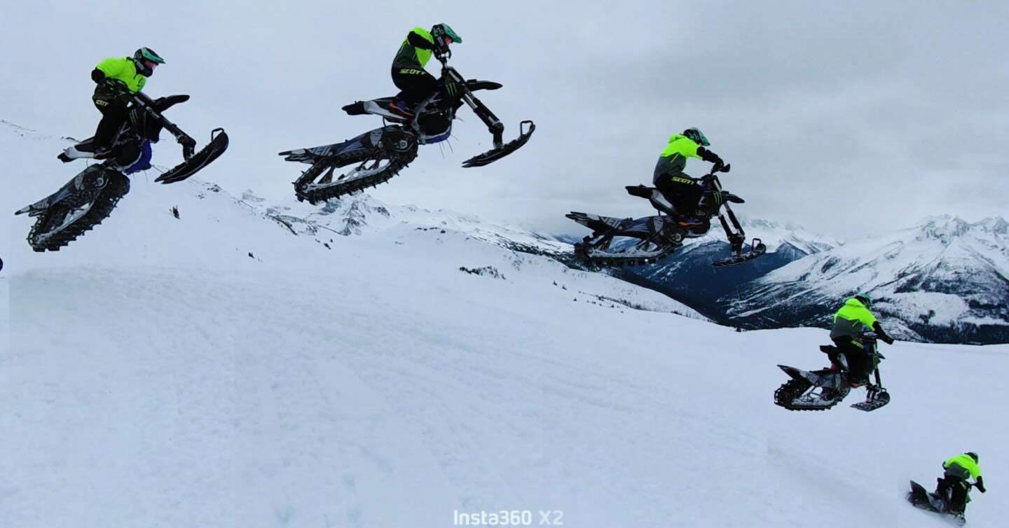 Borrowed Scott’s suit for this jump @sledgolden @oxbowgear @yetisnowmx @x2d_rideco @iride_supplements #letsridebc #spring #snowbike #mountains