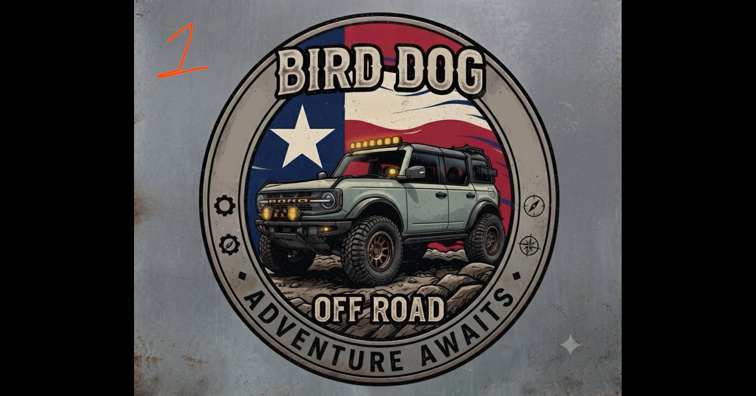 Logo design help please!  Drop a comment below on your favorite design.  If you match the design I go with I’ll match sure you get a new sticker.  The current logo is temporary until I decide on a new permanent replacement.  Suggestions are also welcome.

[○- ʙ ʀ ᴏ ɴ ᴄ ᴏ -○] 

For apparel and accessories: http://www.birddogoffroad.com

Be sure to check out our affiliate links with discount codes at https://linktr.ee/BirdDogOffRoadAdventures #fordbronco #4x4 #offroading