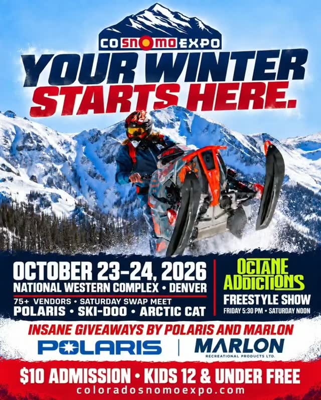 The one and the ONLY - Colorado SnoMo Expo - is October 23rd & 24th!

Have you heard?

Someone is winning a @marlon_products single loader deck Friday night and someone else is going to be the owner of a BRAND NEW '27 @polarissnow Factory Edition Boost, and there are even more door prizes throughout the weekend!!!!

@mountainsideperformance will be back in booth 112 in the front room again this year, so be sure to stop by, grab some fresh new parts, maybe get yourself some new swag for this season and say hi!

1 week to go, let's go!!!
