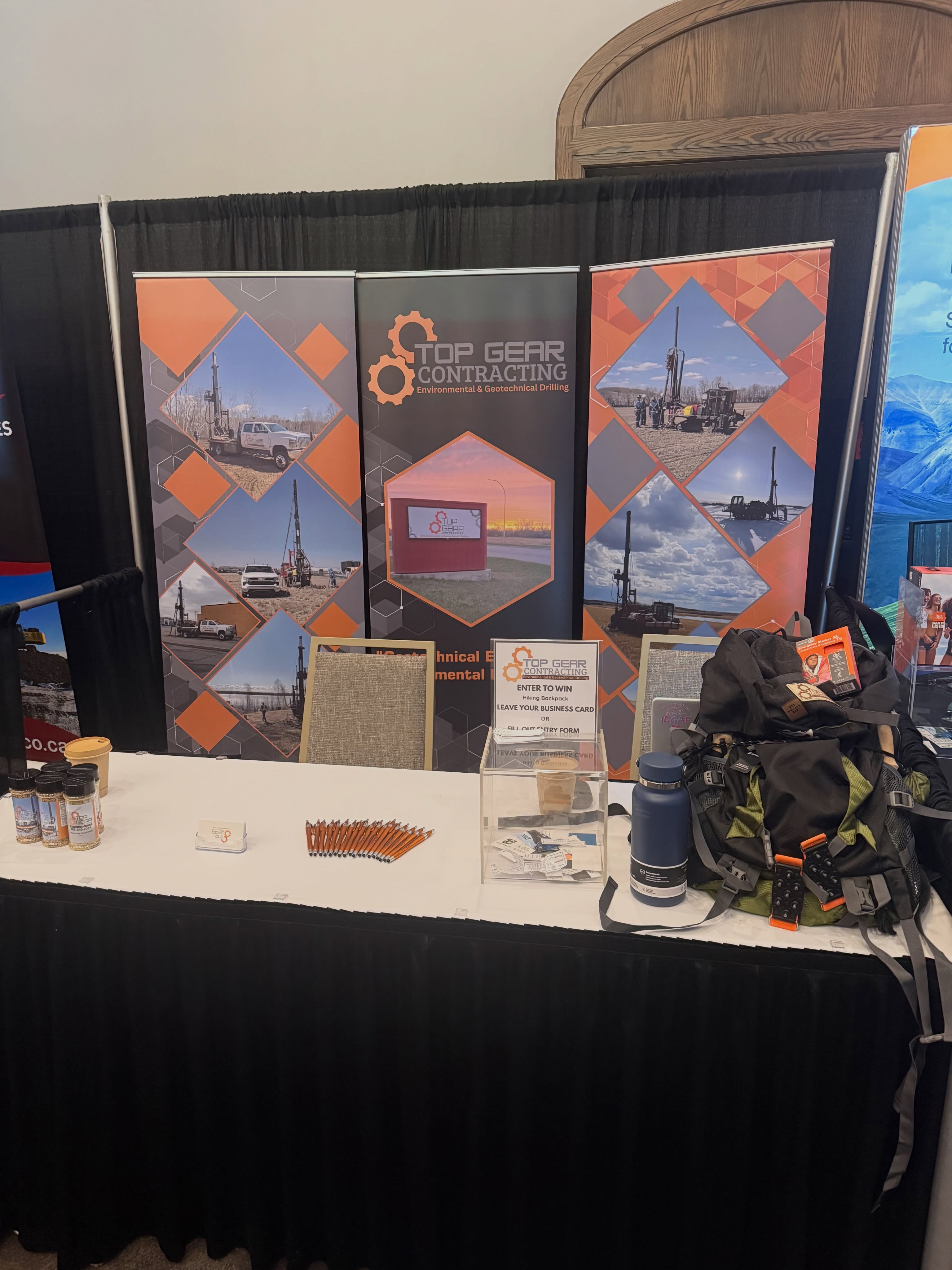 Day two of RemTech2026 in Banff at the Fairmont! If you are attending come on down to the booth and have a chat with us to see how we can help with your environmental drilling project! @topgearcontracting #environmental #environmentaldrilling #remtech2026