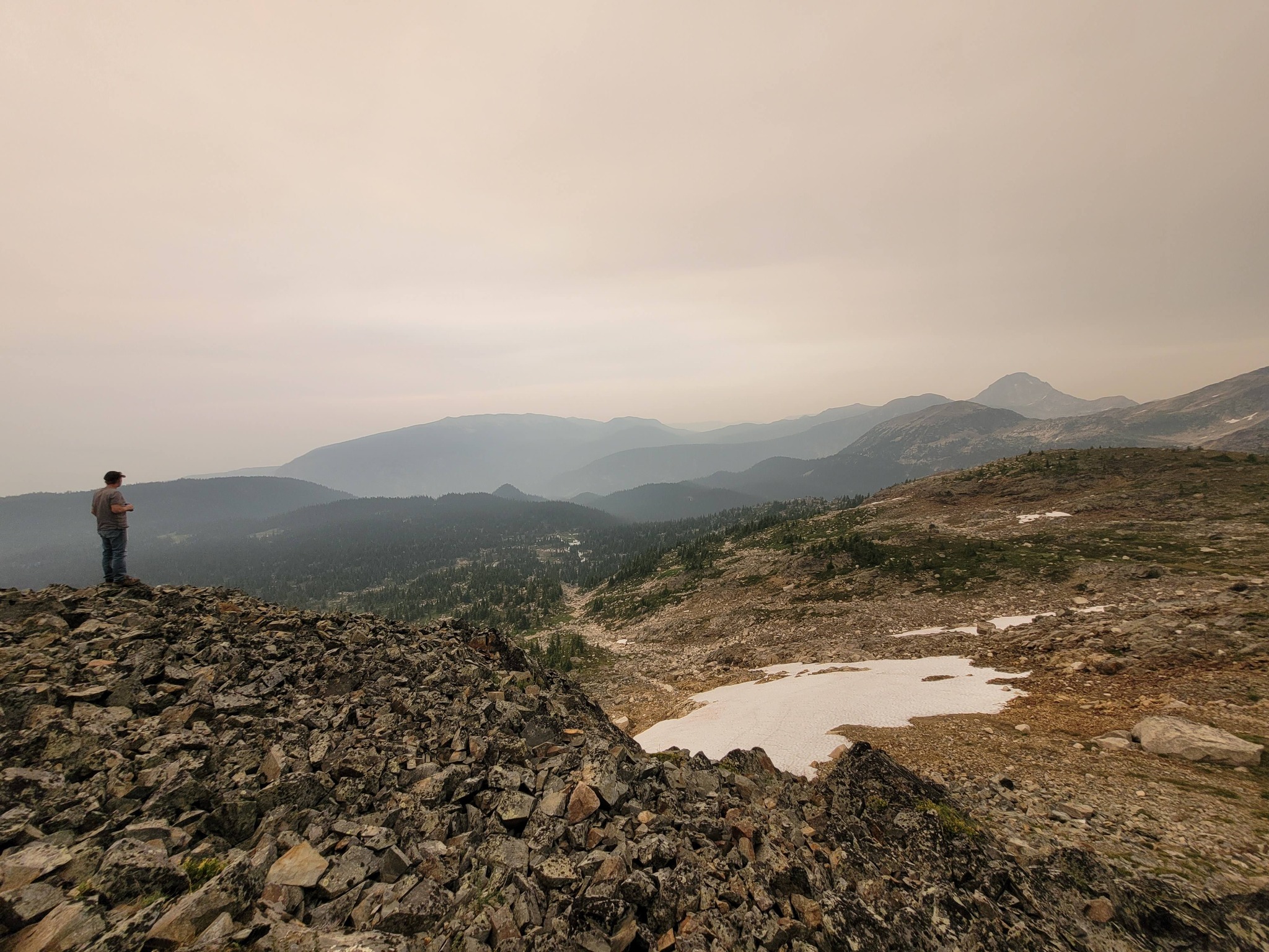 First Jeep camping trip was a success! 
👍🚙💤⛰️
Even with the smoky skies, the mountains still reminded us why we keep coming back. Alpine views, patches of snow in late July, mosquitoes the size of hummingbirds, and horseflies that were determined to make us part of the food chain... I'd say we got the full backcountry experience. 😂
The perfect reminder that the best date nights don't need reservations. Just mountains, a Jeep, the love of my life, and a little snow of course. 😉❤️❄️
