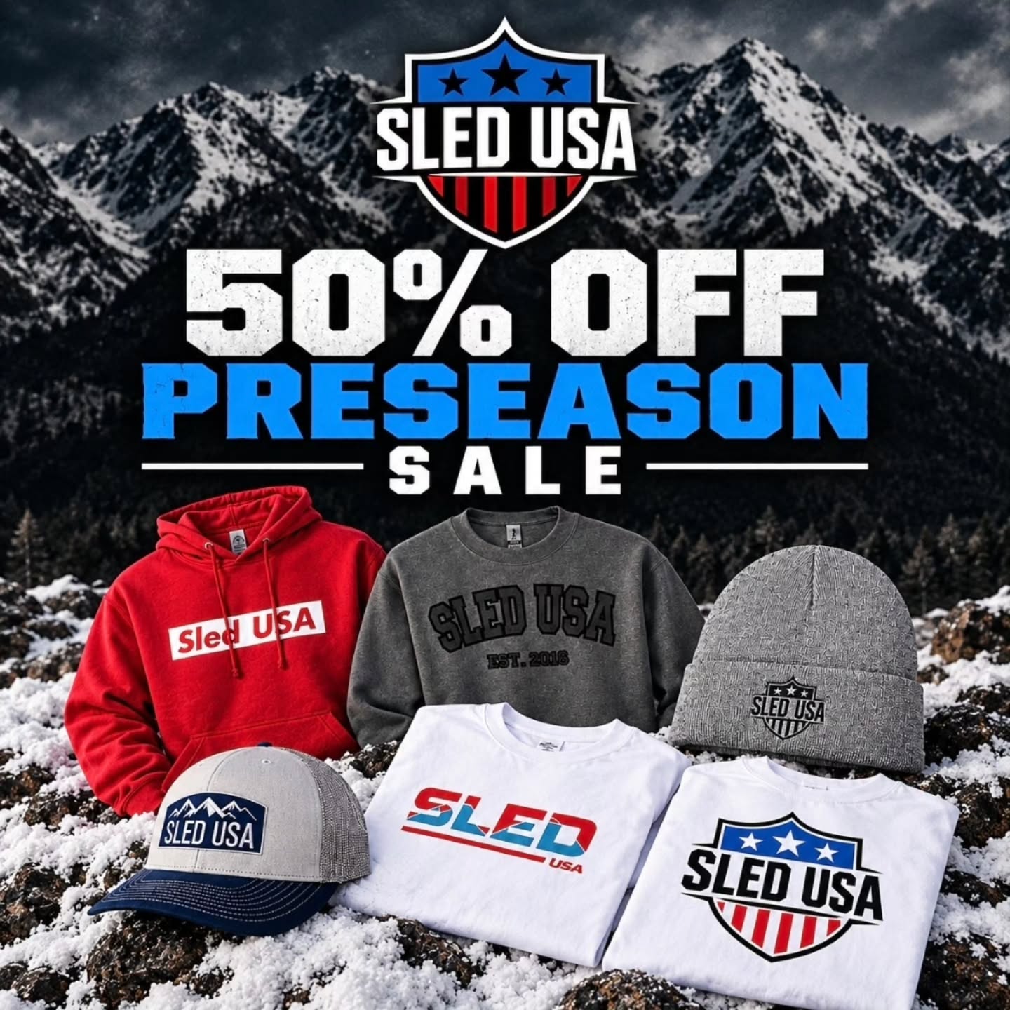 𝟱𝟬% 𝗢𝗙𝗙 𝗔𝗟𝗟 𝗖𝗟𝗢𝗧𝗛𝗜𝗡𝗚

Our pre-season sale just went live! Massive discounts on Sled USA merch! No code needed! Link in our bio! 🔗

Shop ---> www.sledusa.com 

#sledusa #snowmobiling #snowmobile #sledding #preseasonsale