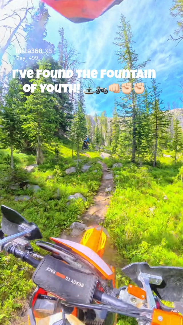 The key to never growing old. 

#dirtbike #mountains #fountainofyouth #dirtbikelife #forest