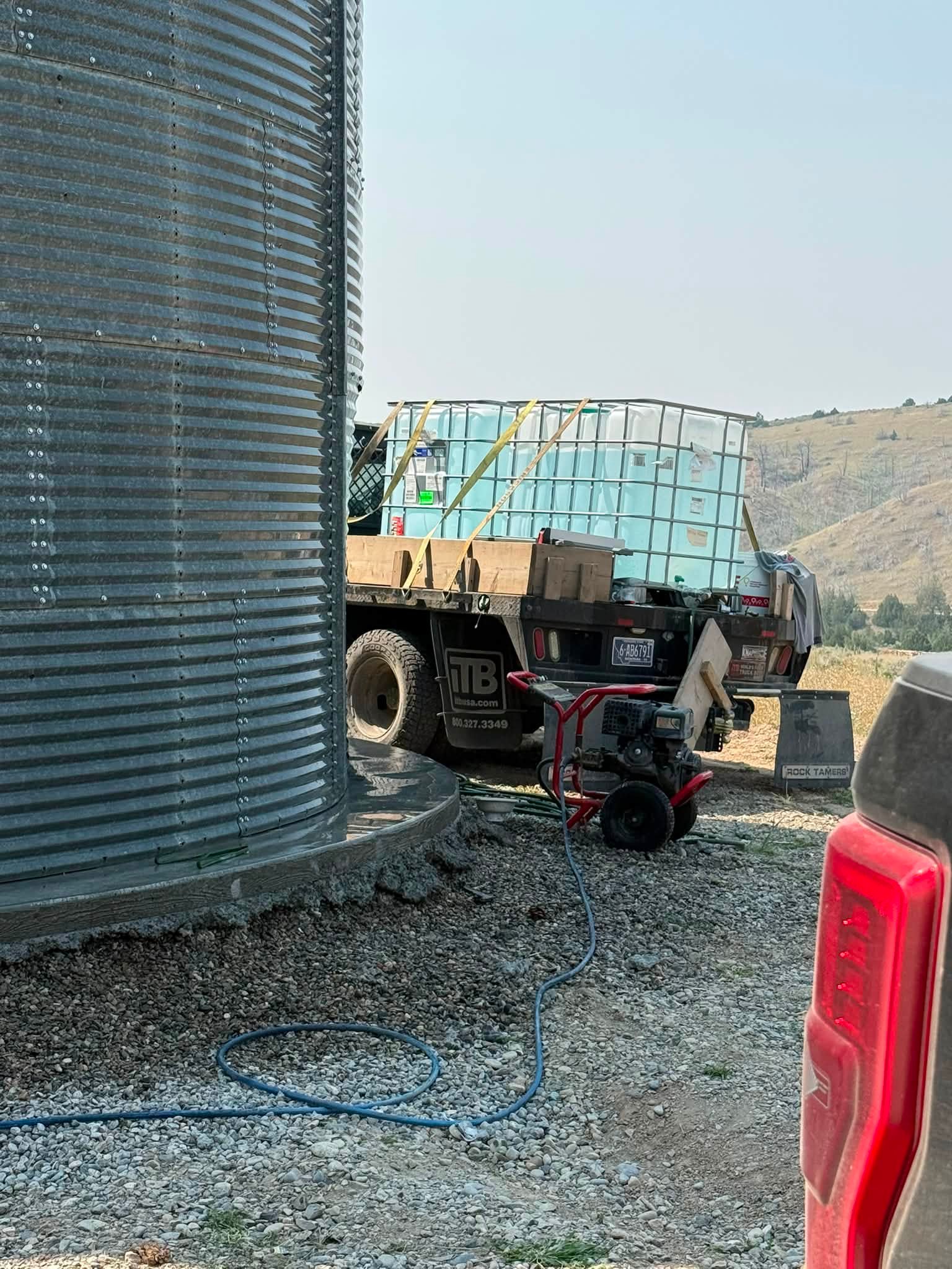 Picked up two IBC totes today for my off-grid water storage/transport.  Worked really well and we got the bin pressure washed. Got base plates cut and layout of interior walls done.