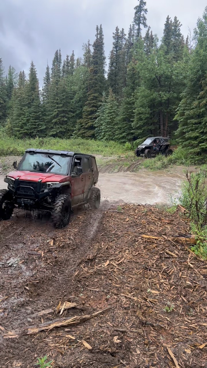 Polaris Xpedition and RZR PRO XP doing some creek crossing in high water. #alaska #polaris #turbo #mudding #boost