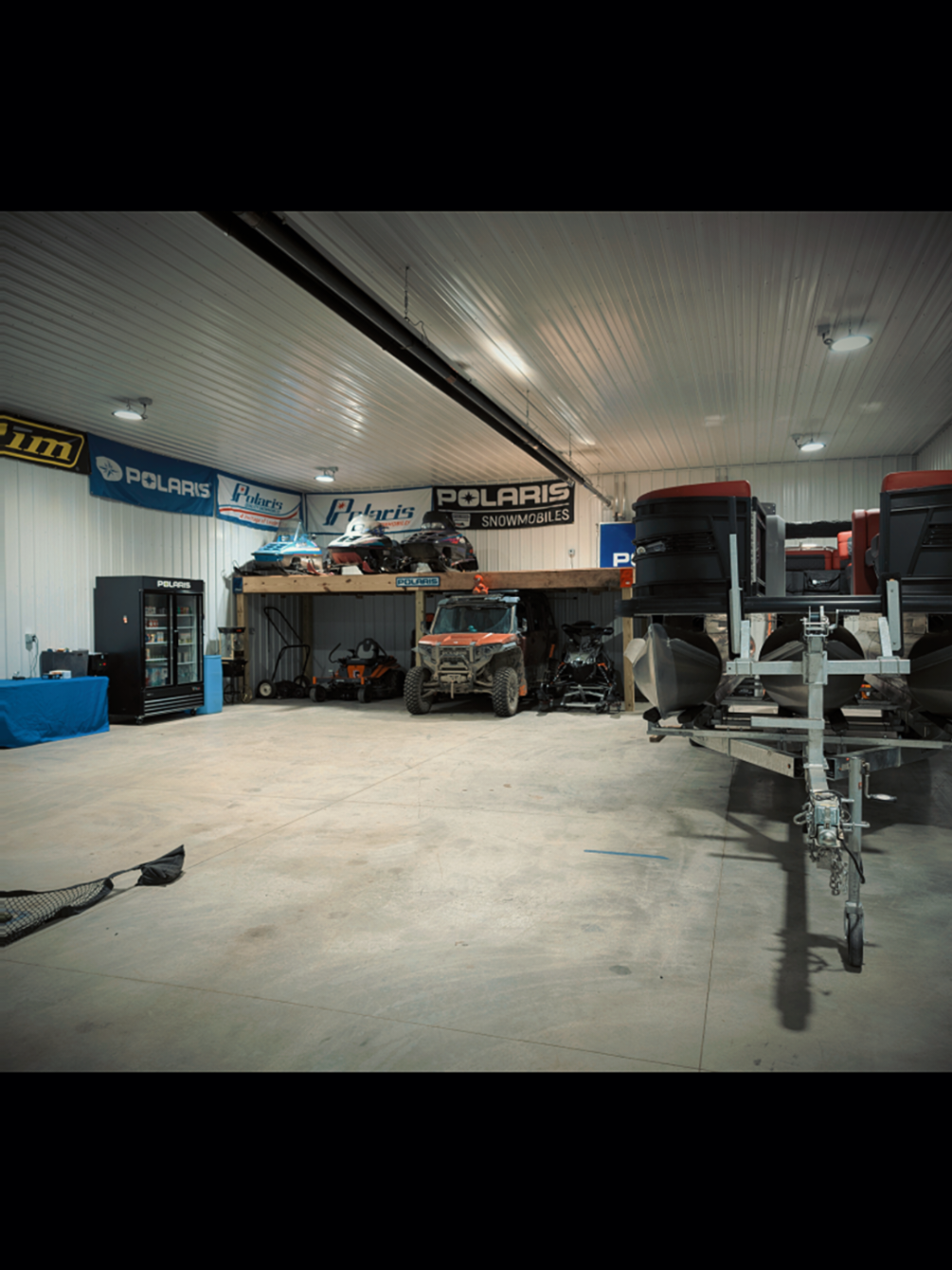 Almost got the garage setup for the winter fun!! #winter #fyp #garage #polaris #clean 