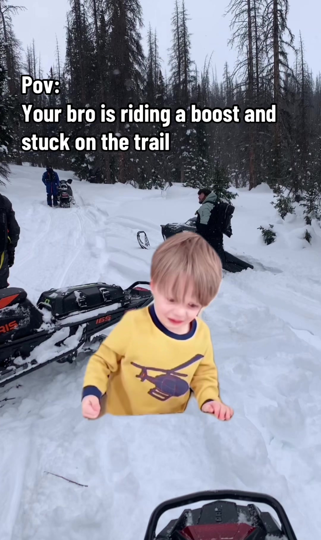 Who’s your best stucking friend 😜  #snowmobile 