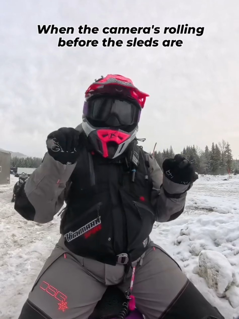 Husband and wife... pre-ride vibes activated 🤣  Riding Skills: passed ✔️ Dance Skills: needs work ❌️ #SnowmobileCouple #Snowmobile #SnowDances #Snow #PreRideExcitement @DSGOUTERWEAR @sledgirlz @Ski-Doo @Tempest Optics @Oxbow Gear 