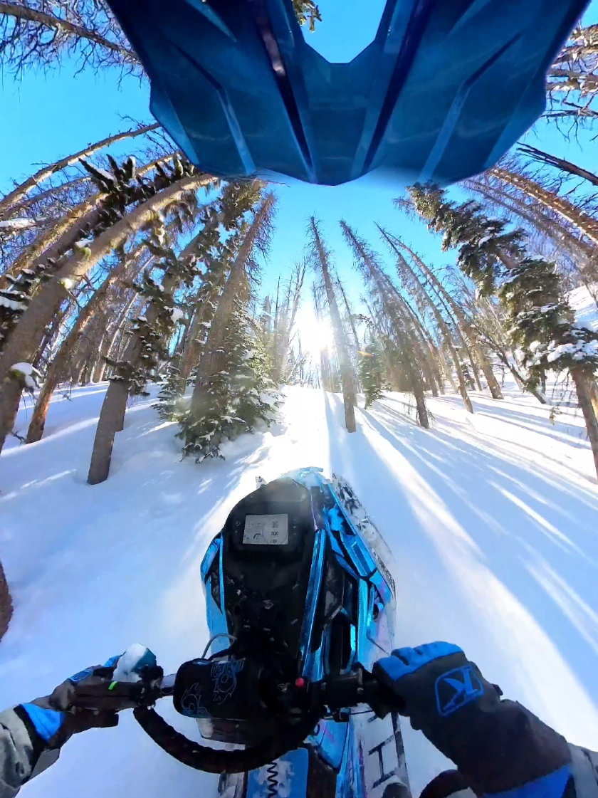 Thought I was gonna clip my ski on that branch. 🤣🌲 #snowmobile #justinponsor #sledusa #snowmobiling #sledding 