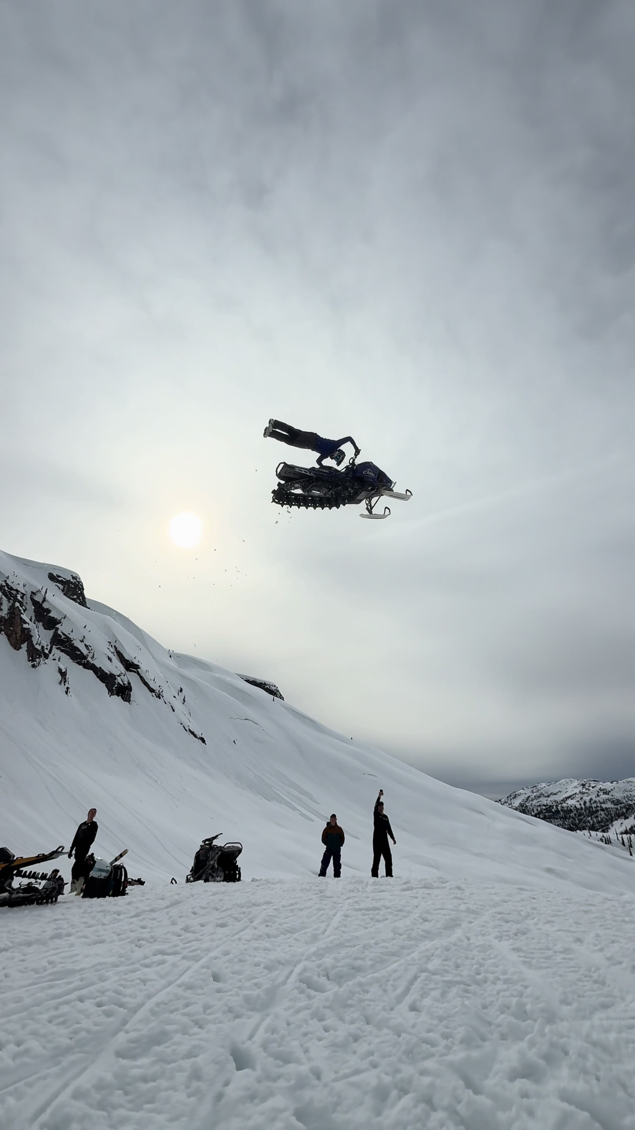 120ft backcountry Seat Grab in the books, Snowmobiling is an art form.  📸 @owen_dyck  #backcountry #freestyle #ridecmp #revelstoke #snowmobile