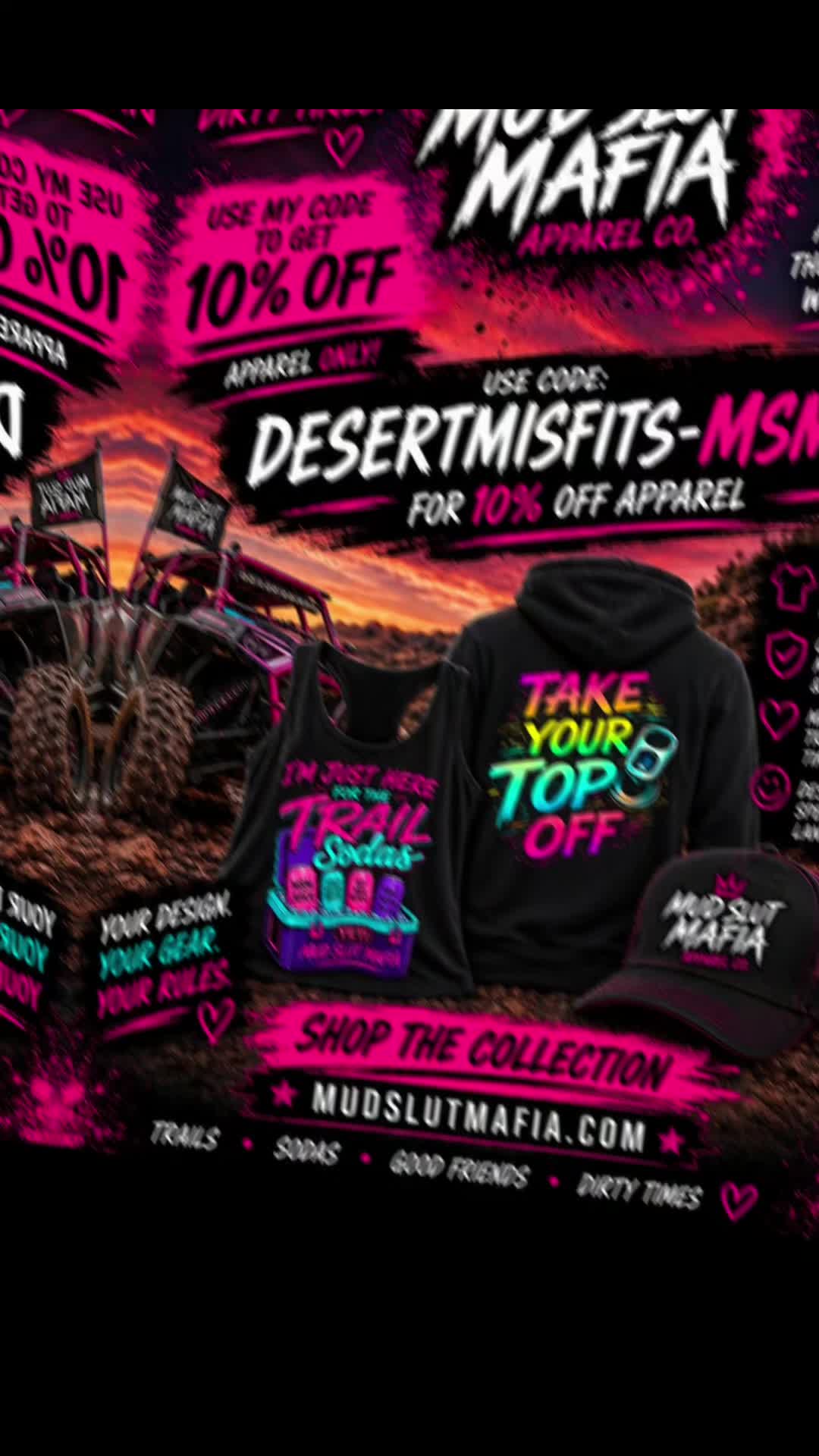 Okay y’all, this one is for my dirty girls who send it 🩷🤘🏼I’ve got a 10% OFF APPAREL code for @Mud Slut Mafia Apparel Co.  Use code 💥DESERTMISFITS-MSM10💥at checkout for 10% off apparel. Their stuff is basically made for girls who would rather be covered in dirt on a trail than anywhere else 😂 🩷 DESERTMISFITS-MSM10 🔥 10% OFF APPAREL 🤘🏼 Get dirty. Stay dirty. Go find something you need 👀 Www.mudslutmafia.com