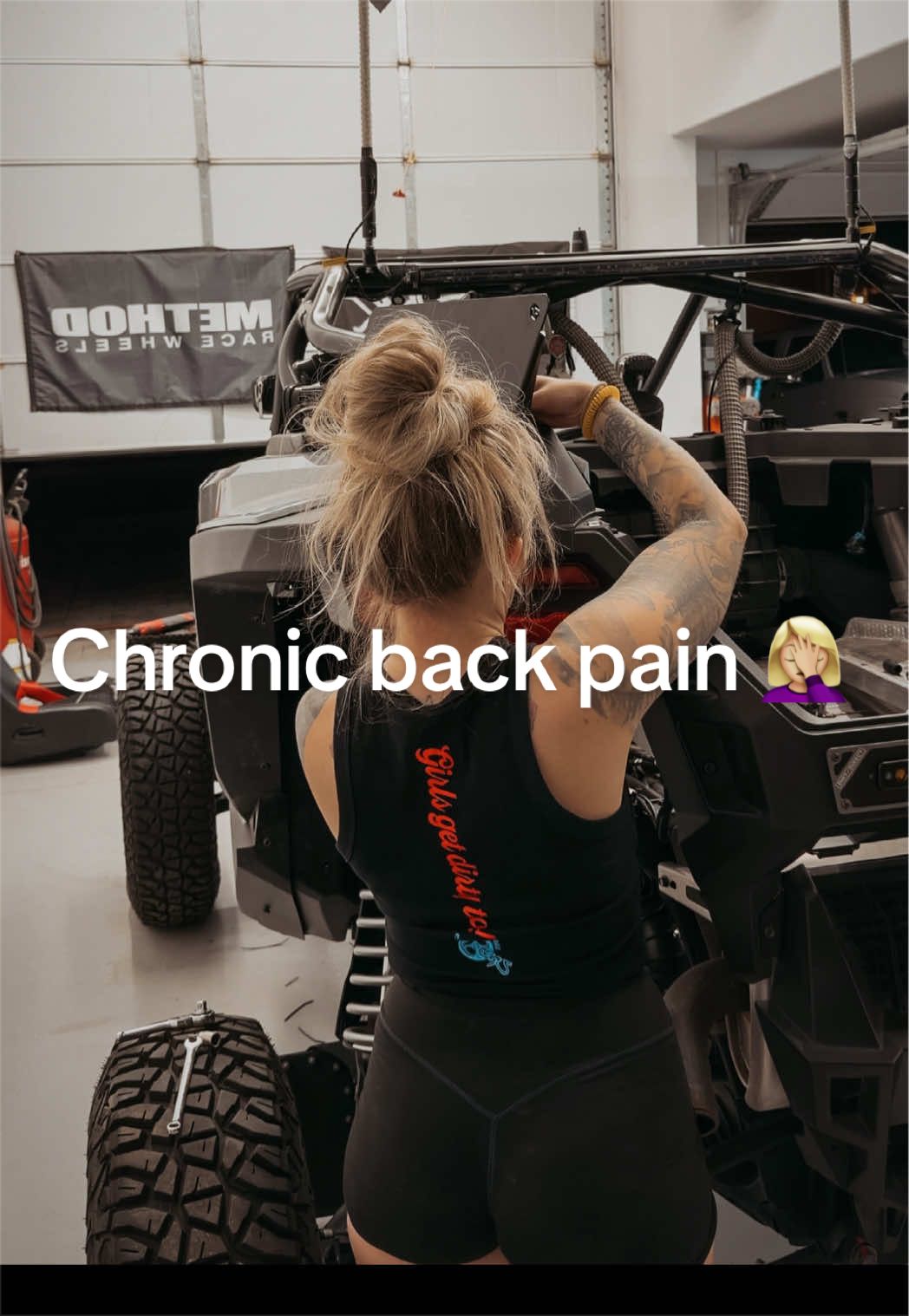 Always wondering why my back hurts so bad 🙄 Shirt: @Off-Road Vixens (use code HaileyB to save)