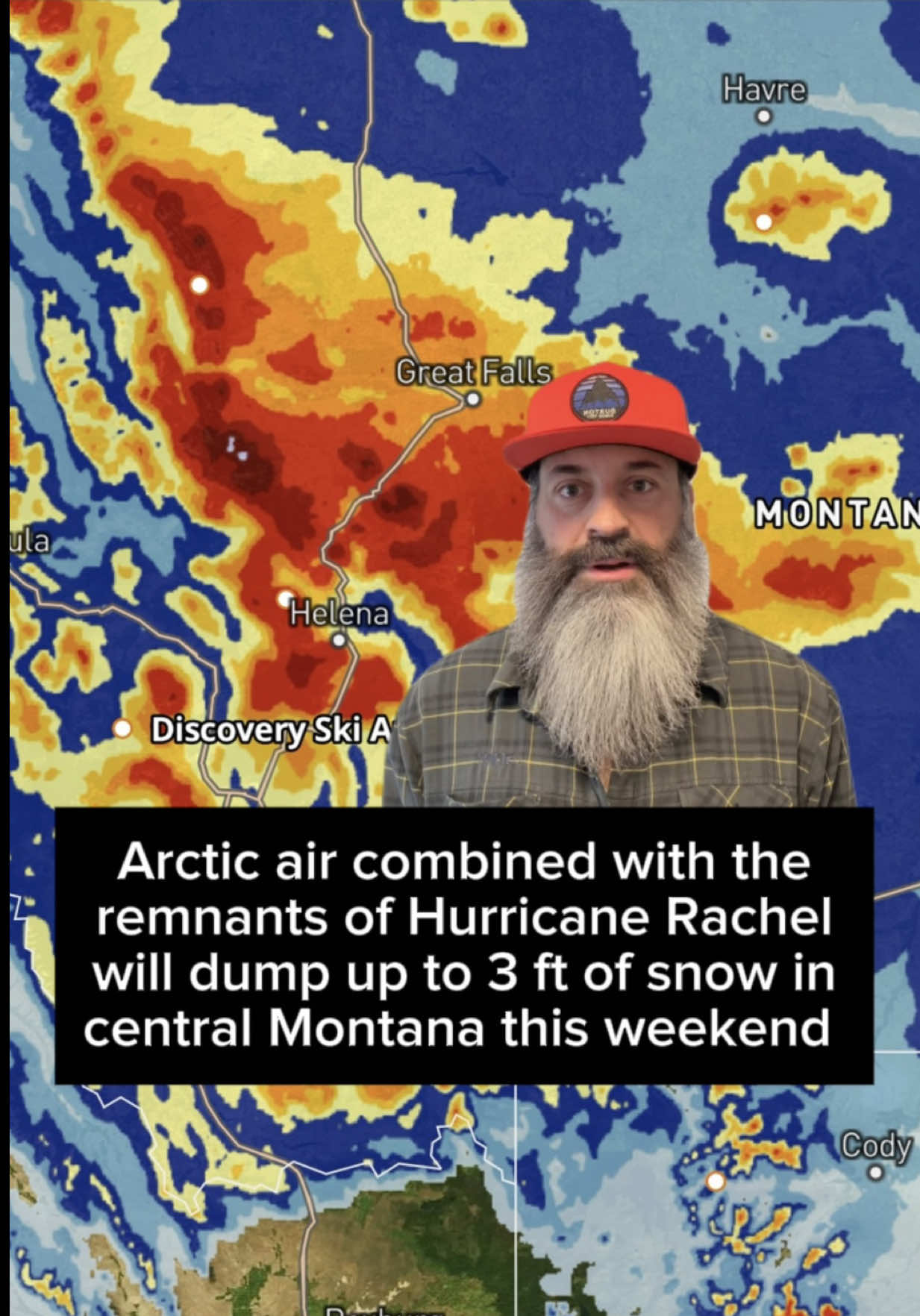 The first major winter storm of the season is underway today, with snow falling in Montana as the moisture from former Hurricane Rachel meets an arctic front in the northern Rockies. Follow me for the most accurate pow predictions and get the @opensnow app for the best weather info, and keep reading for the details.  Snow is already piling up in central Montana today as this unique weather setup, combining moisture from a former Hurricane with arctic air, continues to develop in the northern Rockies. As the cold front continued to push south, rain will turn to snow at lower elevations throughout the day in Saturday, with heavy snow continuing through Sunday afternoon, followed by another wave Sunday night.  The resorts in this region should see 10 to 20 inches, but above 8k feet 2 to 3 feet is possible. The snow will make its way into southwestern Montana and even Idaho and Wyoming as well, but the coldest air will remain north so accumulations will be less. Still, 6 to 12 in is likely in southwest Montana.  The upper level low responsible for the colder and northern part of this storm will close off and stalk over the southwest, keeping the subtropical moisture over the region for several days. Eventually, it will bring in some cooler air and deliver some high elevation snow to both Utah and Colorado next week. We’ll have to wait and see how those pieces come together before we know how much snow will fall.