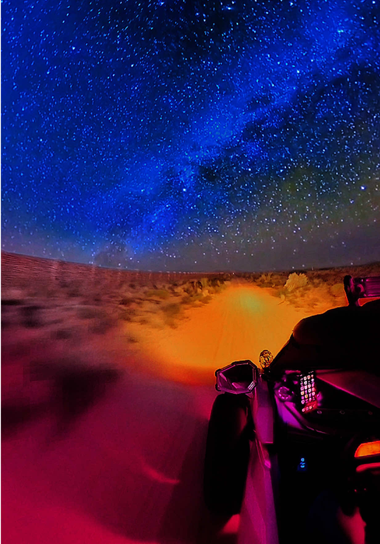 A ride under the stars with this fresh weather is all I need 😮‍💨🌌✨ #nightride #offroad #canam #maverickr #girlswhoride 