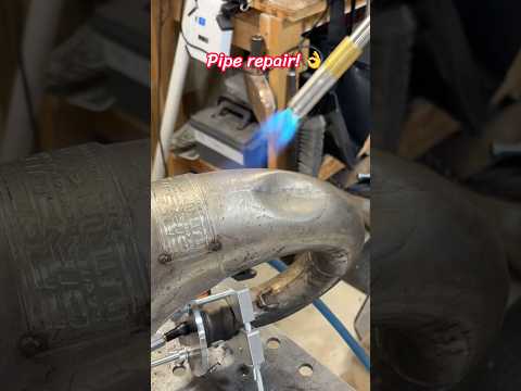 Doing some pipe repair on a ktm 2 stroke #ktm #2stroke #repairs #fire
