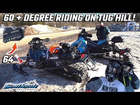 SPRING SNOWMOBILE RIDING ON TUG HILL NY! THE SNOW IS STILL GOOD AND THE TEMPS ARE OVER 60 DEGREES!